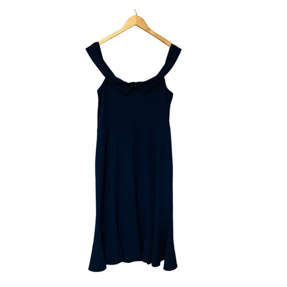 GAL MEETS GLAM COLLECTION Tyler Off the Shoulder Scuba Crepe Navy Dress size 16 - Picture 6 of 8